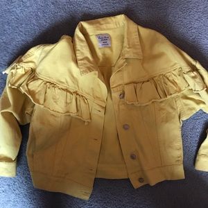Yellow ruffled jean jacket
